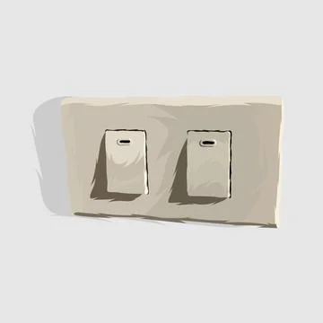 Power switch realistic hand drawn vector and illustrations white background Stock Illustration