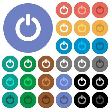 Power switch round flat multi colored icons Illustrazione stock