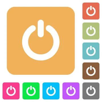 Power switch rounded square flat icons Illustrazione stock