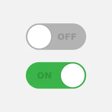 Power ON OFF Switch slider button in gray and green colors Stock Illustration