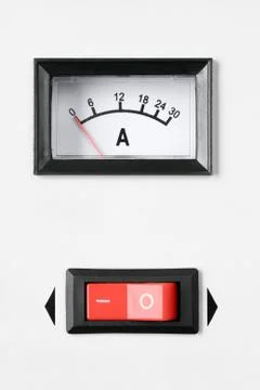 Power swith and ampermeter Stock Photos