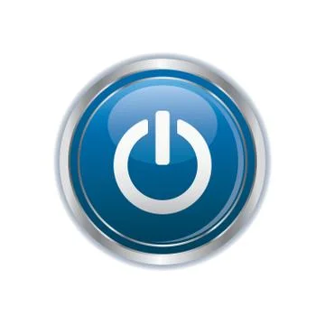 Power symbol on blue silver button Illustrazione stock