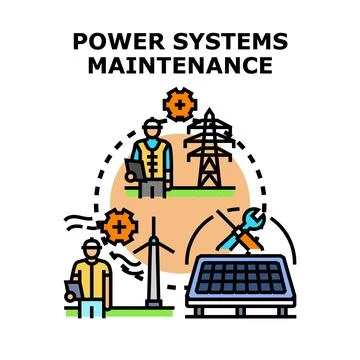 Power systems maintenance engineering and energy services Stock Illustration