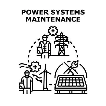Power systems maintenance engineering and energy services Stock Illustration