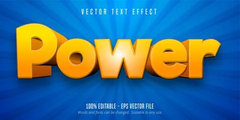 Power text, cartoon style editable text effect Stock Illustration