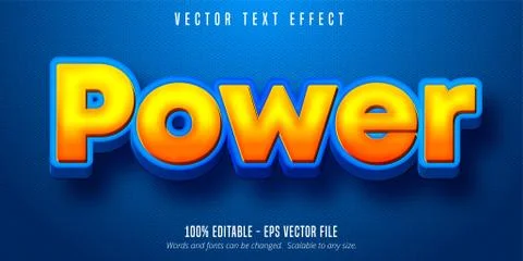 Power text, cartoon style editable text effect Stock Illustration