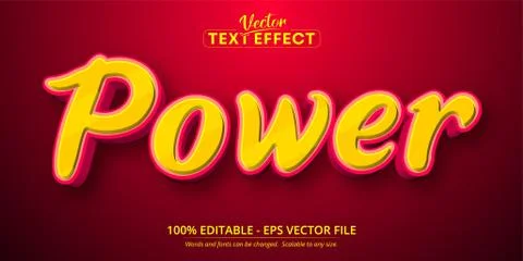 Power text, cartoon style editable text effect Stock Illustration