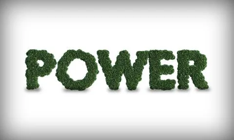 Power Text With Leafs White Backround Stock Illustration