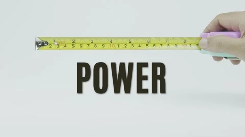 Power text or word and tape measure on a white background Vídeo Stock 302098711