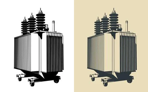 Power three-phase transformer illustrations Stock Illustration