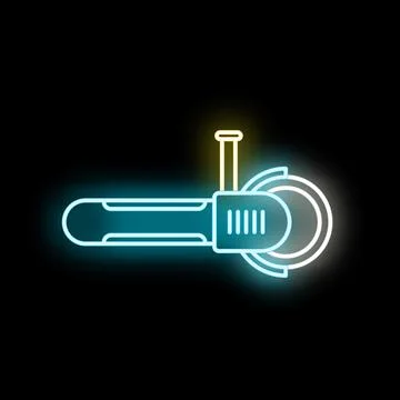 Power tool angle grinder neon line icon design Stock Illustration