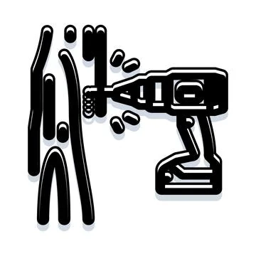 Power tool drilling into wall creative illustration Stock Illustration