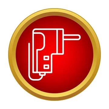 Power tool line icon on red golden button Stock Illustration