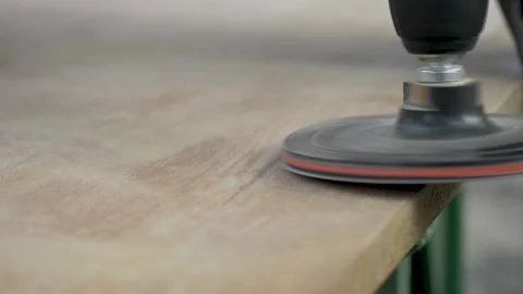 Power tool used to smooth surfaces by abrasion with sandpaper Stock Footage 295394198