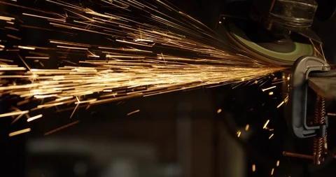 Power tools angle grinder metal sparks fly Video stock 120453656