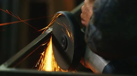 Power tools for grinding work. A lot of spectacular sparks Stock Footage 57277714