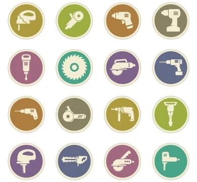 Power tools icons set Stock Illustration
