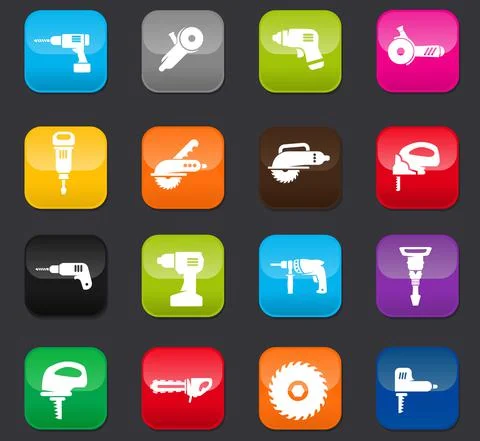 Power tools icons set Stock Illustration