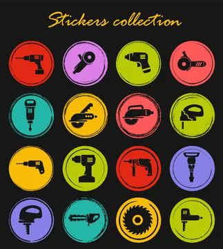 Power tools icons set Stock Illustration