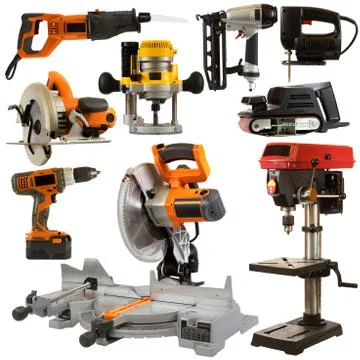 Power Tools Isolated on a White Background Stock Photos