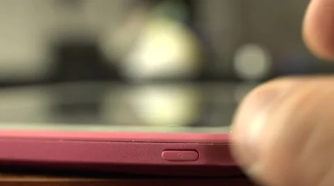 Power Off On Touching and Sliding on Digital Tablet Personal Computer (PC). Clos Stock Footage