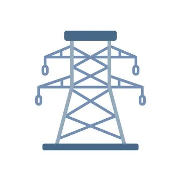 Power tower icon in flat style. High voltage vector illustration on isolate.. Stock Illustration