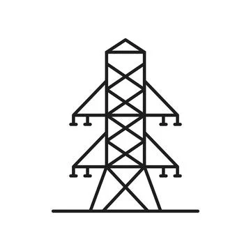 Power tower icon in flat style. High voltage vector illustration on isolate.. Stock Illustration
