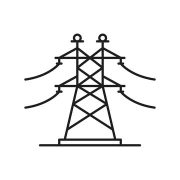 Power tower icon in flat style. High voltage vector illustration on isolate.. Иллюстрация