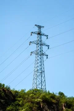 Power tower on the mountain Stock Photos