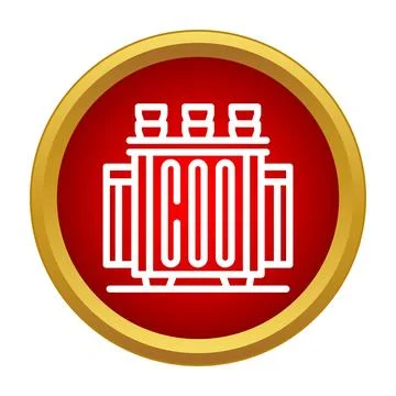 Power transformer adjusting voltage in electrical substation icon Illustrazione stock