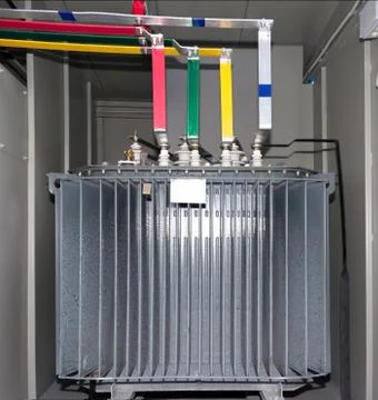 Power transformer in the compartment Stock Photos