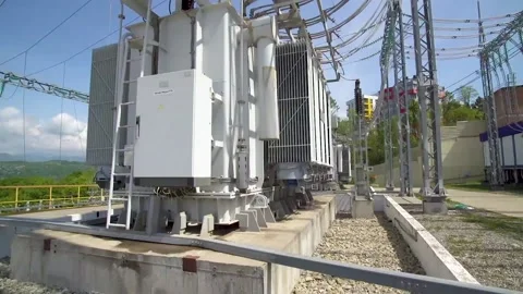 Power transformer distributive plant Stock Footage 89226455
