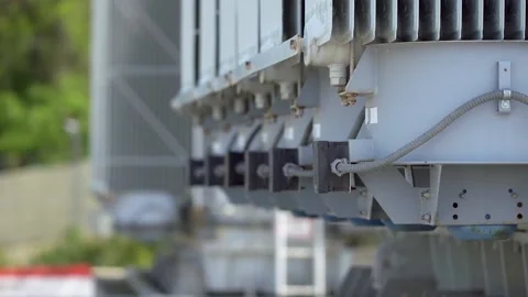 Power transformer distributive plant Stock Footage 89503136