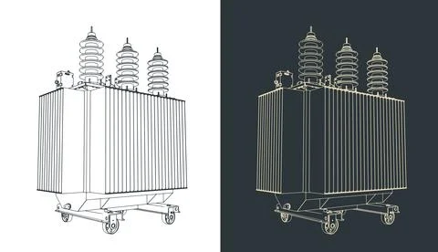 Power transformer illustrations Stock Illustration