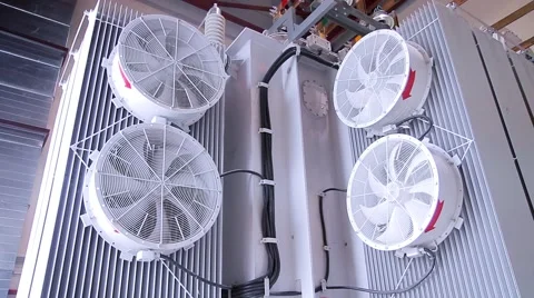 Power transformer inside an electrical substation building Stock Footage 48258162