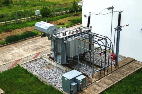 Power transformer in switchgear. Stock Photos