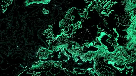 Power Transmission Network Spans A Topographic Continental Map Stock Footage 344513680
