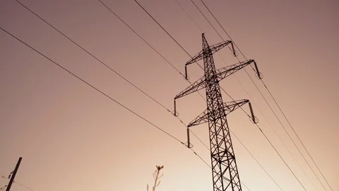 Power Transmission Support in the Background of the Dawn Sky Stock Footage 113513844