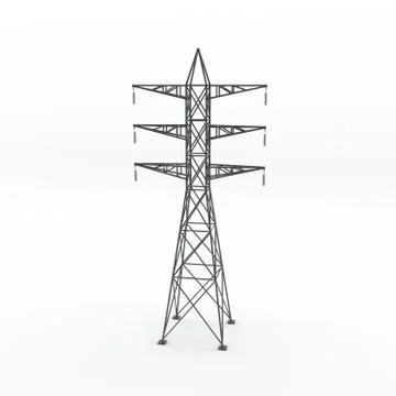 Power transmission tower. 3D rendering illustration. 스톡 일러스트