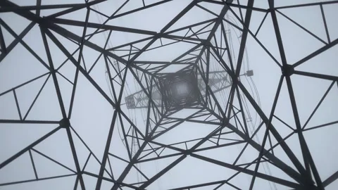 Power transmission tower bottom view - stock video Stock Footage 240299823