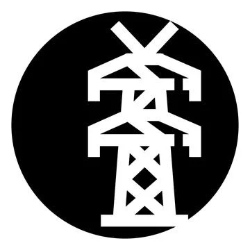 Power transmission tower icon representing electricity and energy Stock Illustration
