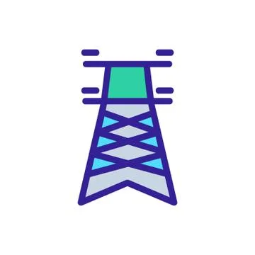 Power transmission tower icon vector outline illustration Illustrazione stock
