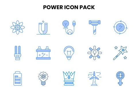 Power Two Colour Bundle Icons Pack Ilustración de archivo