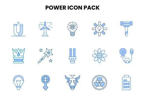 Power Two Colour Graphics Icons Pack Stock Illustration