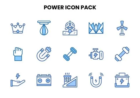 Power Two Colour Graphics Icons Pack Stock Illustration
