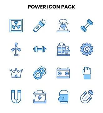 Power Two Colour Icons Pack Stock Illustration