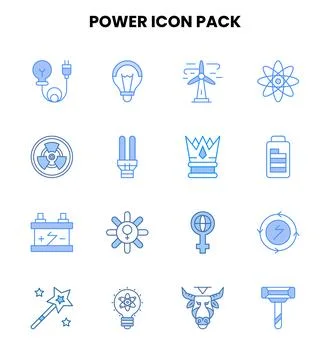 Power Two Colour UI Icons Pack Stock Illustration