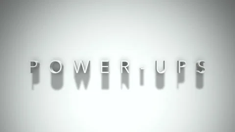 Power-ups 3D title animation with shadows on a white background Stock Footage 296930112