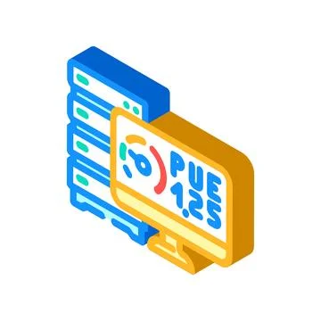 Power usage effectiveness meter isometric icon vector illustration Stock Illustration