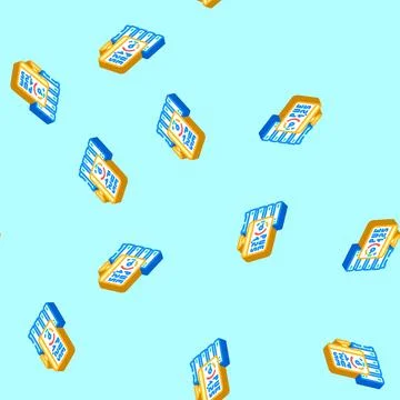 Power usage effectiveness meter isometric icon seamless pattern Stock Illustration